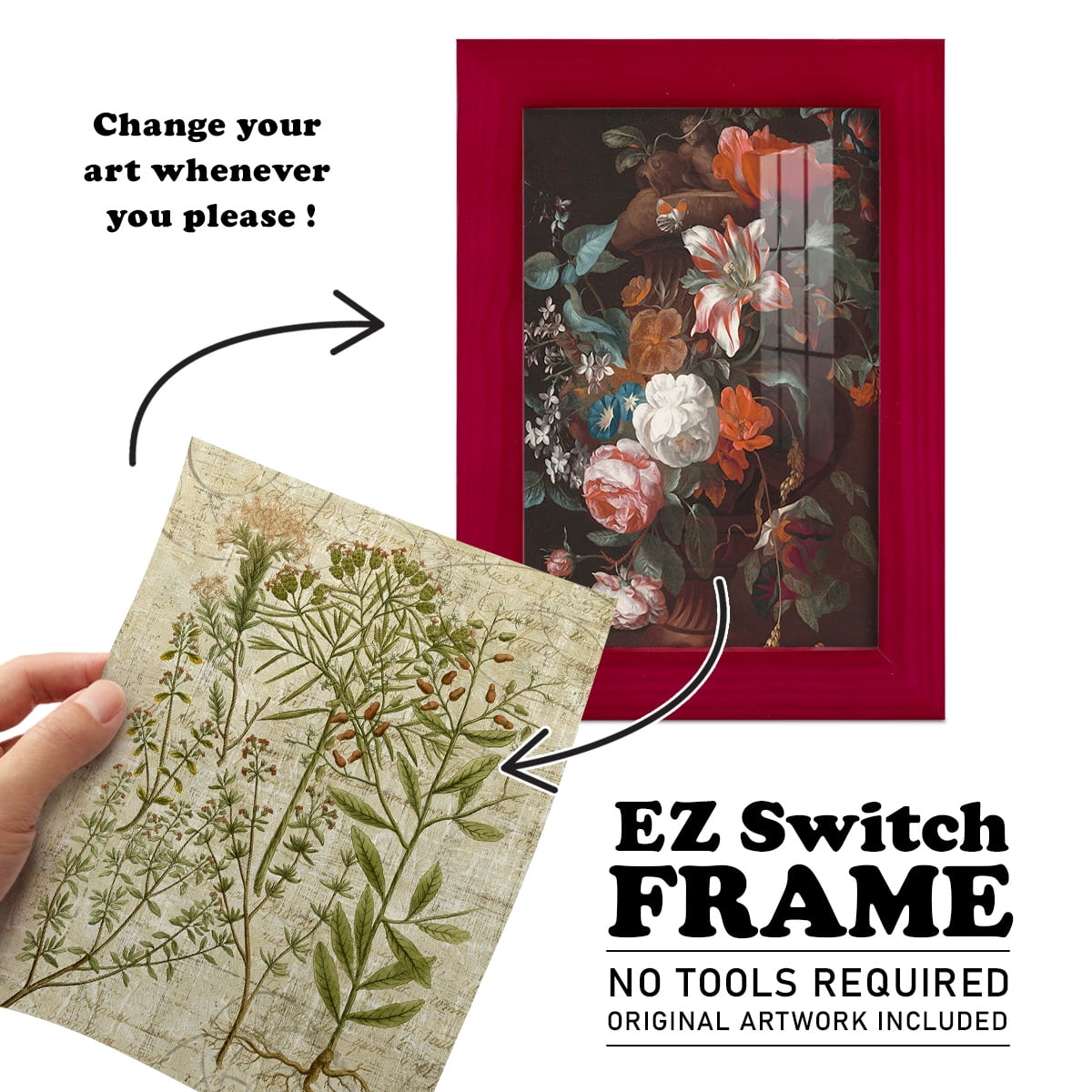 Garden Verses I -Framed Print w/glass-Cherry Red