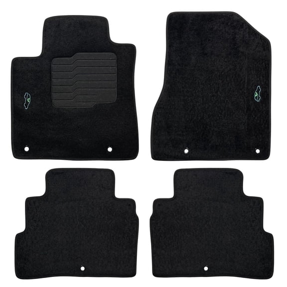 Carpet Floor Mats For 2019 to 2024 Nissan Murano with Retention Clips and Heel Pad - Front and Rear - Black - ecoMats