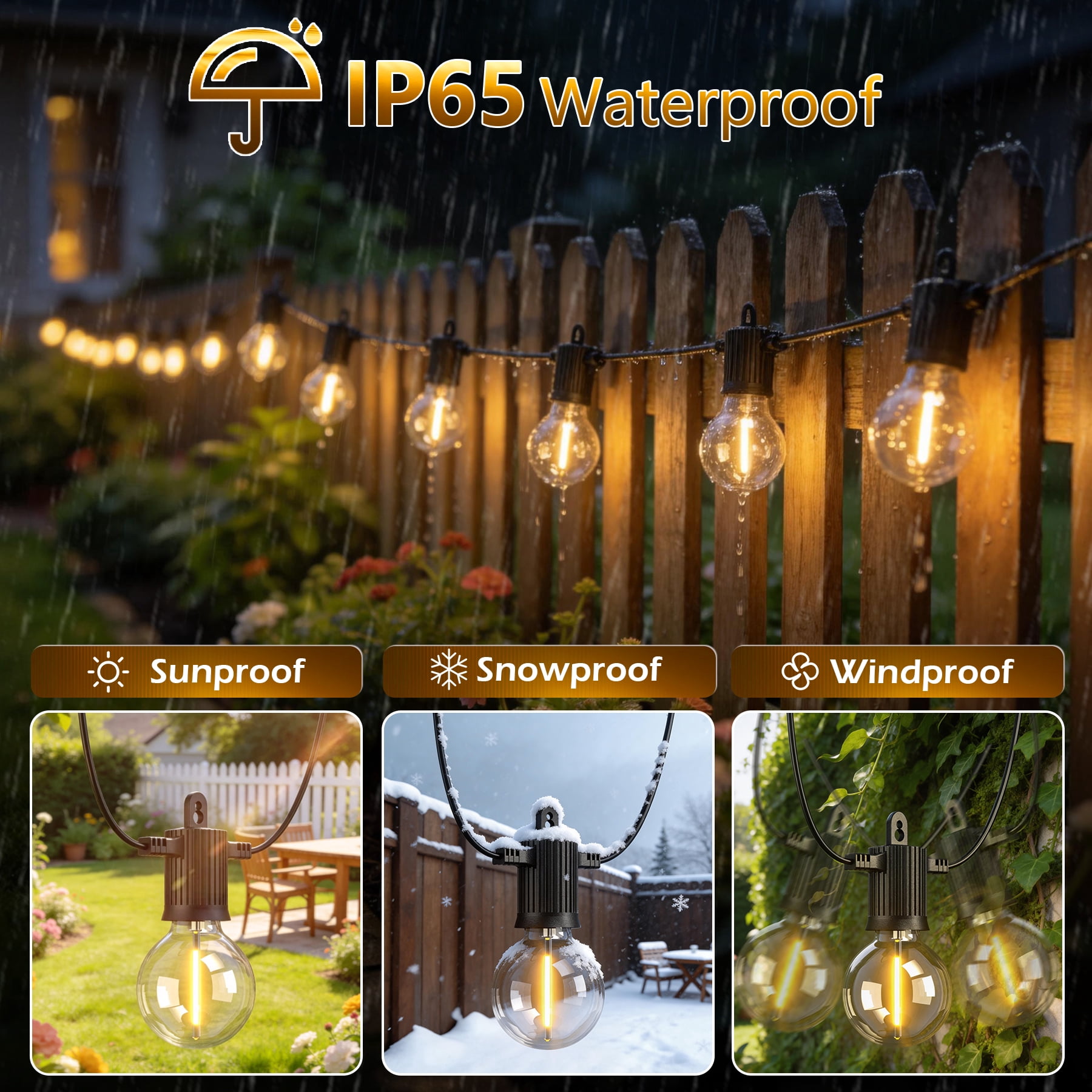 Beatineon Outdoor String Lights ,150 FT Led Patio Globe Lights