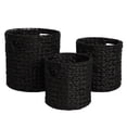 thumbnail image 2 of happimess BSK2011C-3SET Avery Bohemian Cottage Handwoven Hyacinth Cylinder Nesting Baskets with Handles, Black (Set of 3), 2 of 6