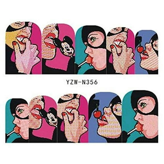 Full Sheet Mickey Mouse Pop Culture Lips Nail Stickers - Salon Quality Nail Art Nail Wrap Nail Decals - 1 Sheet