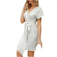 thumbnail image 1 of Gspmoly Robes pour Femmes, Nouvelle Robe Européenne à Manches Courtes et Col en V à Sequins, Robe à Perles à la Mode et Décontractée, Robe à Manches Courtes et Col en V, Robes d'Été pour Femmes, Offres du Jour, 1 of 2