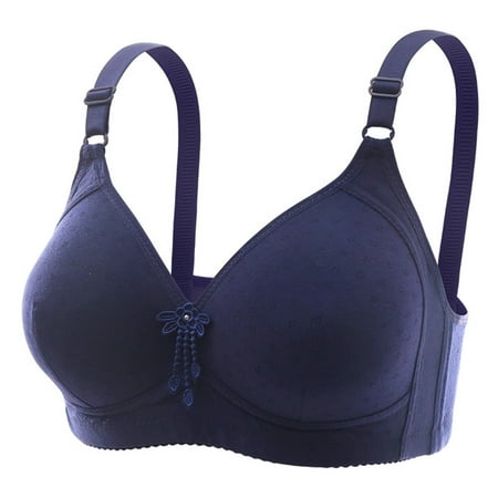 Bigersell Padded Sports Bra for Women Embroidered Lace Comfortable Breathable Bra Underwear No Underwire Women Size Bra and Panty Set  Style 10953  Dark Blue 36B