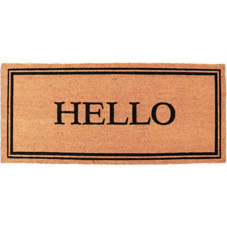Mainstays 20x46 Coir Hello Doormat, Outdoor Rug with Textured