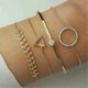 thumbnail image 2 of 4Pcs/set Bohemian Gold color Moon Leaf Crystal Opal Open Bracelet Set for Women Punk Boho Beach Bangle Jewelry Gift, 2 of 2