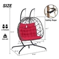 thumbnail image 3 of LEGAHOME 2-Person Wicker Egg Chair, Double Rattan Egg Chair with Stand and Removable Cushion, Outdoor Indoor Swing Hammock Chair Hanging Basket Chair for Patio Balcony Porch, Red, 3 of 8