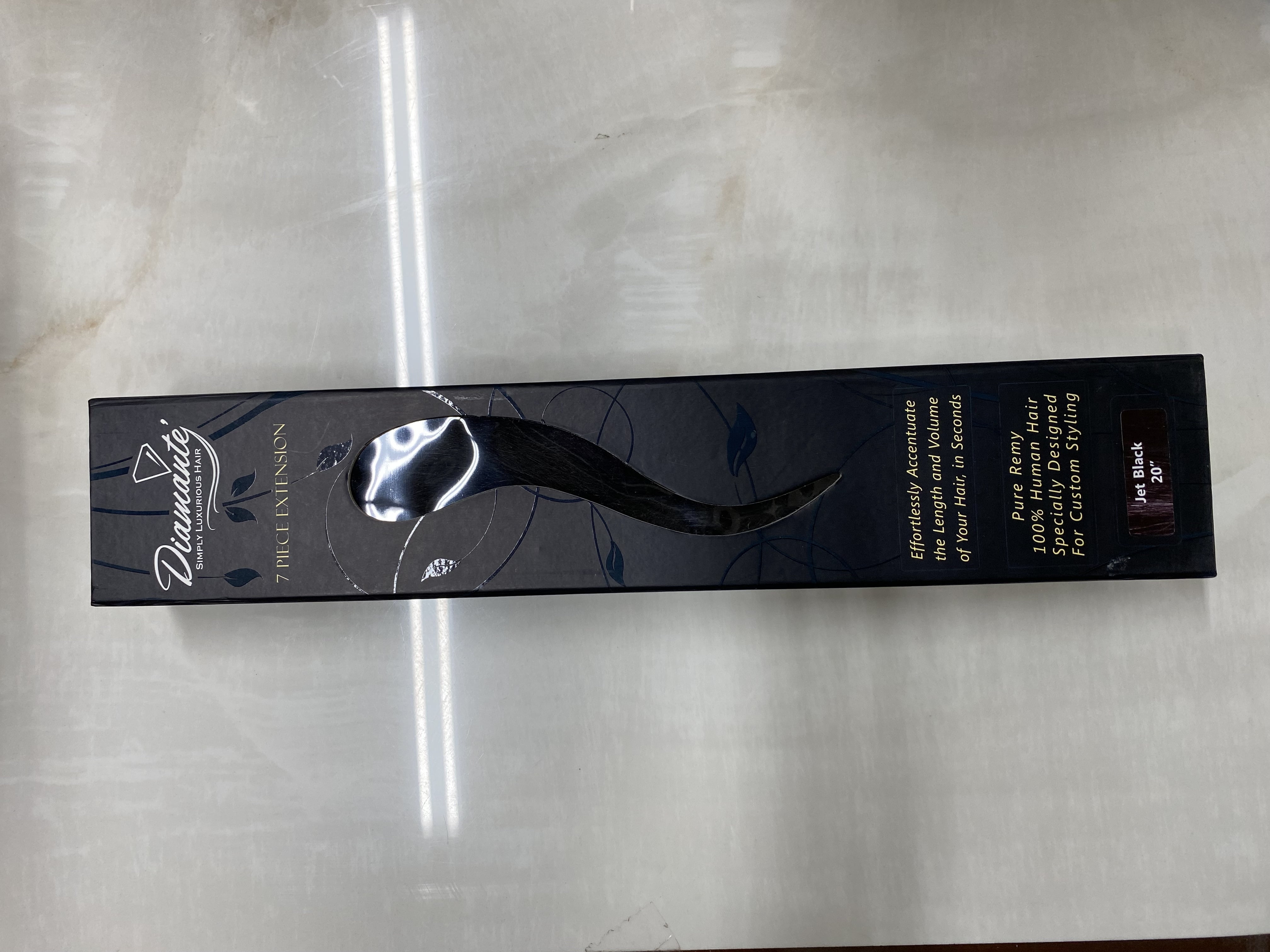PURE REMY , 100% Human Hair 20" BLACK  By Diamante secret hair 7 piece extension