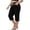 Black, variant on Bosfbaoi Plus Size Capri Pants for Women Drawstring Elastic Waist Side Pockets Button Detail Cuff Loose Casual Cropped Trousers