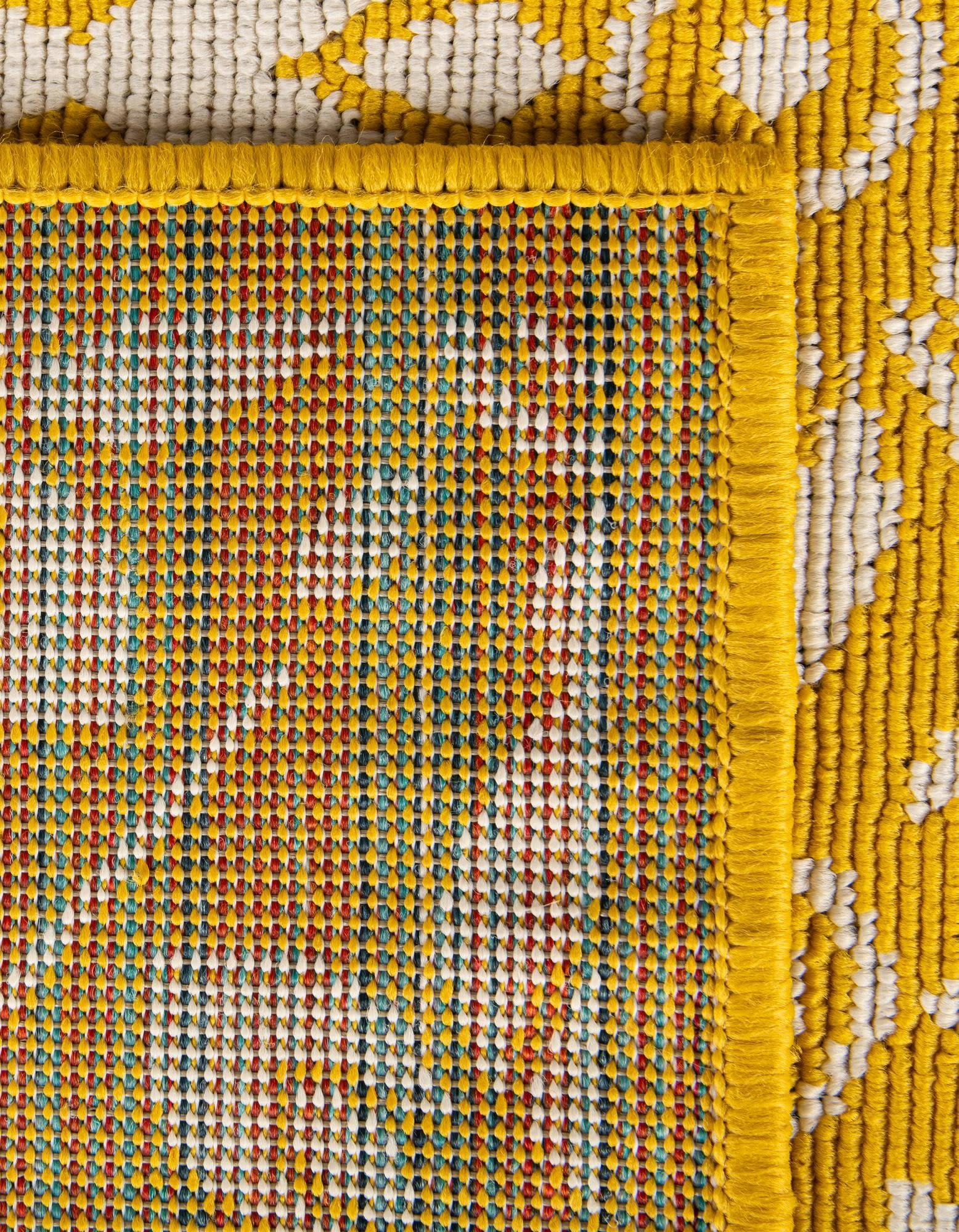 Unique Loom Outdoor Trellis Collection Area Rug - Tiles (5' 1" x 8' Rectangle Yellow/Ivory)