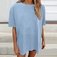 thumbnail image 2 of Aihuaihua Womens Oversized T Shirts Summer Trendy Short Sleeve Crew Neck Tops Loose Fit Casual Tee Sky Blue L, 2 of 4