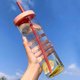 thumbnail image 3 of Botella de agua con infusor de frutas y pajita, portátil, de gran capacidad, transparente, para deportes, fitness, gimnasio, actividades al aire libre., 3 of 10