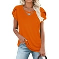thumbnail image 7 of Youyipin women's tops Petal Sleeve Tops Summer Short Sleeve V Neck Criss Cross Tee Sexy Casual Basic T Shirts Blouses basic tees for women, 7 of 7