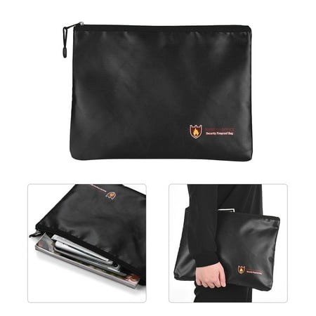 Fireproof Document Bag Silicone Coated Fiberglass Money Bag Pouch Document Holder Water & Fire Resistant with Zipper Closure Storage