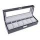 thumbnail image 2 of Caja para reloj de cuero con 6 ranuras, estuche de exposición, organizador de almacenamiento de joyas de vidrio, caja para reloj de cuero PU negro, estuche de exposición, organizador de joya, 2 of 5