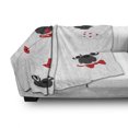 thumbnail image 3 of Pug Soft Flannel Fleece Blanket, Dogs in Various States Sad Happy Cool Excited Dog Bone Dotted Mug Caricature Style, Cozy Plush for Indoor and Outdoor Use, 60" x 80", Black Red White, by Ambesonne, 3 of 6