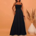 thumbnail image 4 of DHFJKG Women's Summer Dress Smocked Cami Spaghetti Strap A Line Maxi Dress Fashion Beach Vacation Clothes Versatile Dresses, 4 of 6