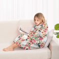 thumbnail image 4 of Cute Cartoon Rose with Dog Bulldog Blanket Hoodies for Kids 6-13YR Oversize Wearable Blanket Hoodies for Boys Girls Teens, 4 of 7