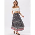 thumbnail image 4 of DARING DIVA Women's Floral Ruffle A Line Tiered Maxi Skirts X-Small Dark Blue, 4 of 6