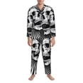 thumbnail image 3 of Balery Psychedelic Skull Illusion Art Pijama para Hombre de Dos Piezas con Manga Larga, Conjunto de Dormir y Descanso Suave con Bolsillos-Medium, 3 of 7