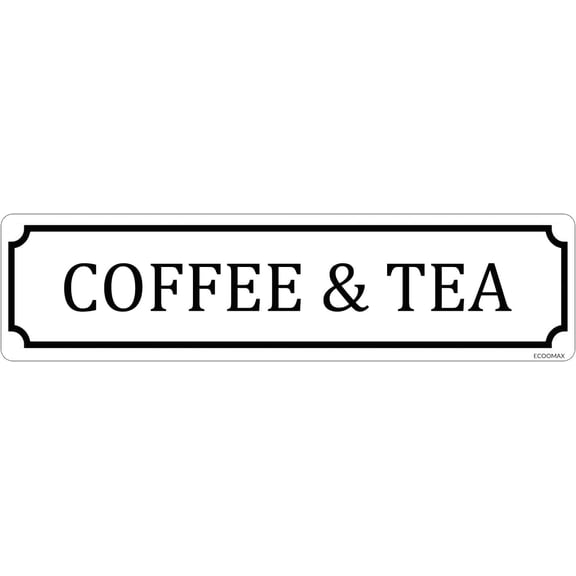 Vintage Coffee & Tea Metal Tin Sign, 4x16 Inch Rustic Coffee Themed Wall Decor, Retro Street Sign for Home Kitchen Garage Bar Farmhouse Patio, Waterproof Wall Art