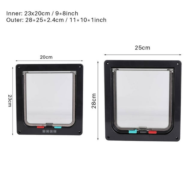 Cat Flap Door, Durable Transparent Flap Medium Pet Door, Lockable Easy To Install Pet Supply For Window Door