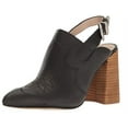 thumbnail image 2 of Shellys London Donna Black Leather Pointed Toe Slingback Block Heel Mule Booties (Black, 6), 2 of 5