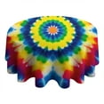 thumbnail image 4 of Colorful Rainbow Tie Dye Spiral Pattern Round Tablecloth 60"x60",Wrinkle Wipeable Table Cloth for Kitchen Dining Room Picnic Patio Party, 4 of 6