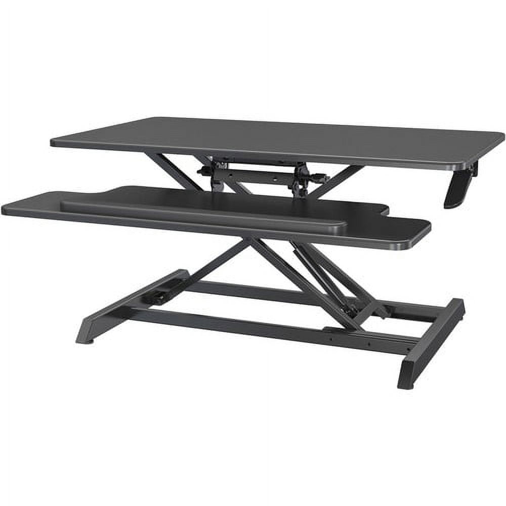 Lorell Large Monitor Desk Riser 37.40 lb Load Capacity - 19.6" Height x 35.4" Width x 19.3" Depth - Desk - Polyvinyl Chloride (PVC), Medium Density Fiberboard (MDF) - Black