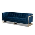 thumbnail image 3 of Baxton Studio Ambra Glam and Luxe Royal Blue Velvet Fabric Upholstered and Button Tufted Gold Sofa with Gold-Tone Frame, 3 of 12