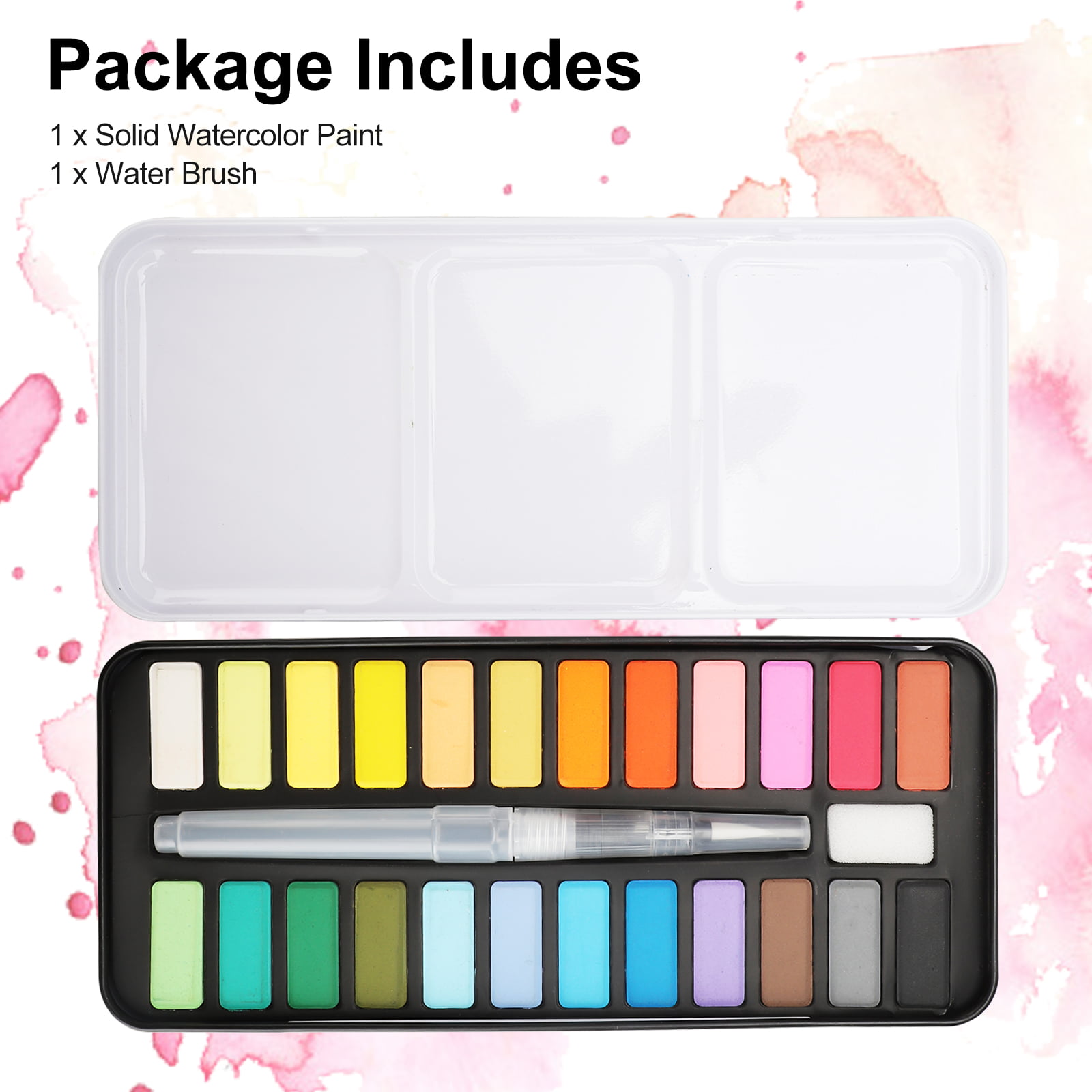 Jetec 24 Set Valentine's Day Watercolor Paint Set Includes 8.98 x 5.91 Inch  Paint Palette for Kids with 12 Bright Water Colors Valentines Cards and