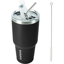 BJPKPK 30 oz Stainless Steel Tumbler with Lid and Straw Insulated Travel Coffee Mug Reusable Metal Thermal Cup,Black