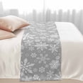 thumbnail image 3 of Bed Runner Scarf for Cal.King Size Bed, Grey Christmas Beds Scarf Throws for Foot of Bedding, Xmas Snowflake White Decorative Beds Runners for Bedroom Guestroom, 102"x20", 3 of 8