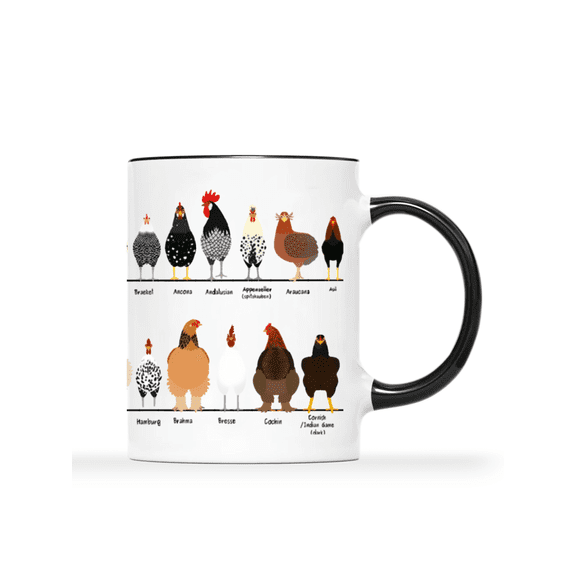 1pc, 11 Oz Coffee Mug, Ceramic Coffee Mugs For Chicken Lovers, Chicken Breeds Coffee Cups, Funny Tea Mug With Handle, Reusable Coffee Mug, Birthday Gifts For Men, Gift For Him, Room Decor House