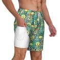 thumbnail image 3 of Balery Animals with Leaf Mens Swim Trunks Swim Shorts for Men Quick Dry Inseam Beach Shorts with Compression Liner Pocket-Large, 3 of 9