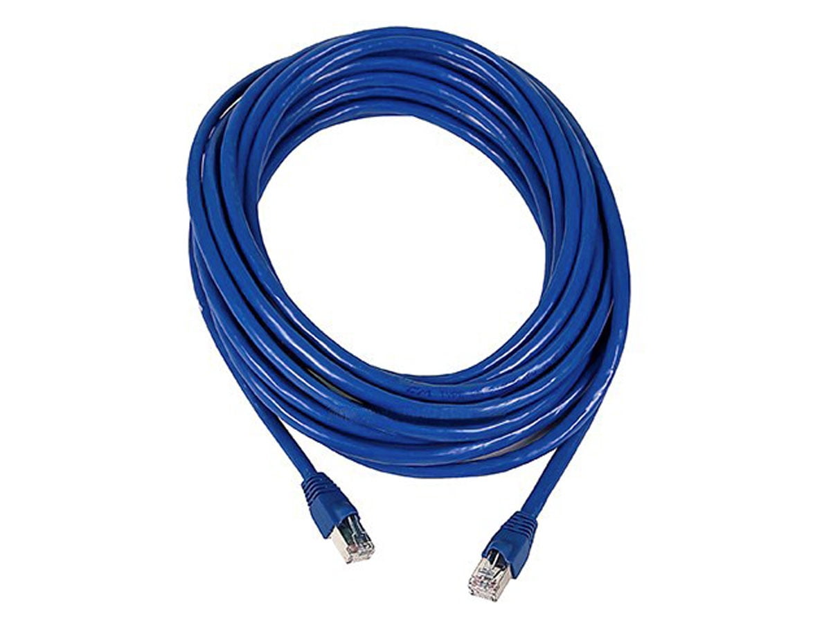 Monoprice 100FT 24AWG Cat6A 500MHz STP Ethernet Bare Copper Network Cable Blue 