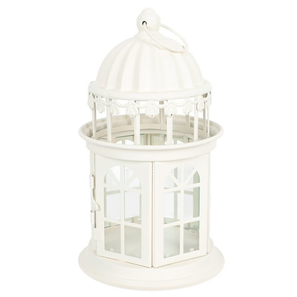 KAKOWELY 1 candelabro de hierro forjado con forma de farol de viento de cristal para jardín, decoración navideña.
