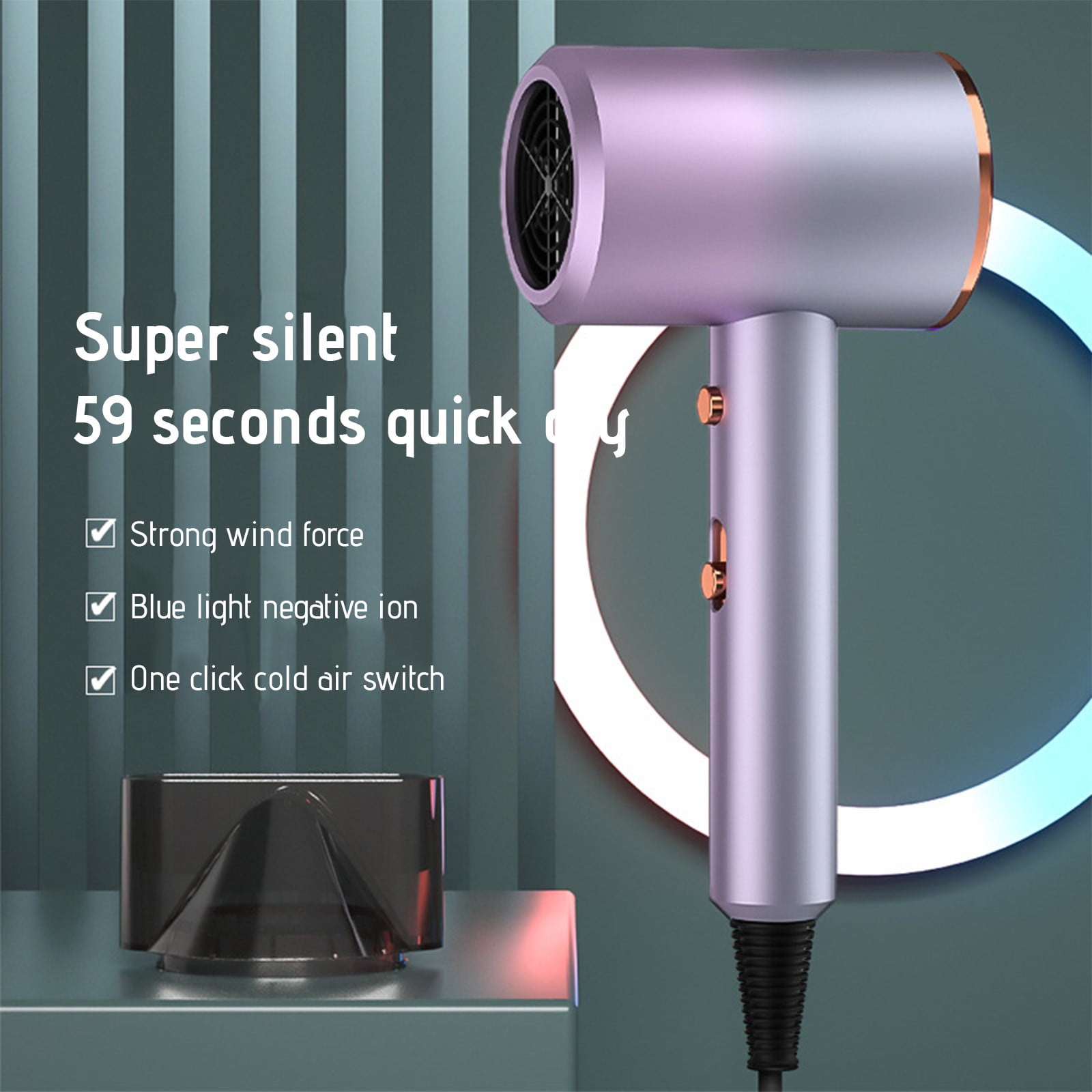 Ionic Hair Dryer with Diffuser,High Speed Blow Dryer for Fast