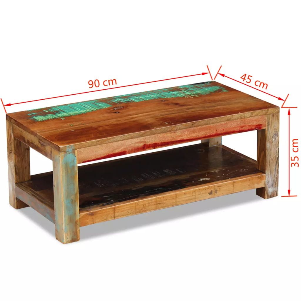 Kepooman Modern Rectangle Reclaimed Wood Coffee Accent Table for Living Room Bedroom, 35.4" x 17.7" x 13.8", Brown Kepooman Modern Rectangle Reclaimed Wood Coffee Accent Table for Living Room Bedroom, 35.4" x 17.7" x 13.8", Brown