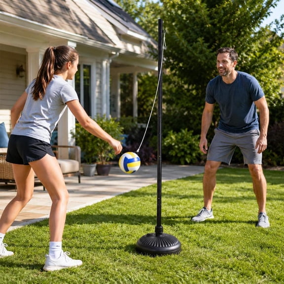Portable Tetherball Set with Tetherball Balls, Rope and Pole, Heavy Duty Tetherball Equipment for Family Fun, Outdoor Game for Backyard, Lawn, Sand and Beach