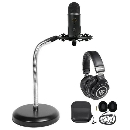 Yeti Blackout Studio Podcasting Podcast Kit w/ Microphone+Headphones+Gooseneck