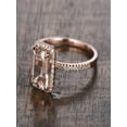 thumbnail image 2 of Limited Time Sale: Antique Halo 1.50 Carat Peach Pink Morganite (emerald cut Morganite) Diamond Engagement Ring in 10k Rose Gold, 2 of 2