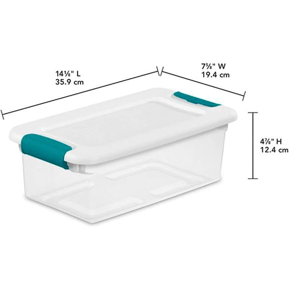 15 Qt Stackable Storage Box with Latching Lid, 12 Pack Bundled with 6 Qt Plastic Organizing Bin