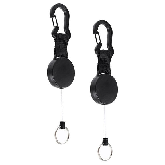 2 Pcs Easy-to-pull Keychain Holder Clip Rings Retractable Stretchable Wire Rope Plastic