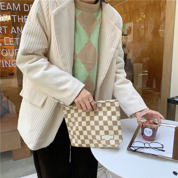 Bolso De Cosméticos Bolso de mano de pana de lavado vintage portátil Almacenamiento de joyas para viajes