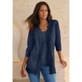 thumbnail image 3 of Roaman's Women's Plus Size Crochet Trim Pointelle Cardigan, 3 of 6