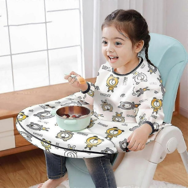 Baby Weaning Bibs Anti-dirty Highchair Waterproof Sleeved Bib Set Stain Odor-sswyv