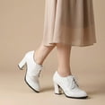 thumbnail image 4 of SACFOF Women's Chunky High Heel Oxford Pump Lace Up Wingtip Perforated Platform Vintage Brogues Dress Shoes, 4 of 6