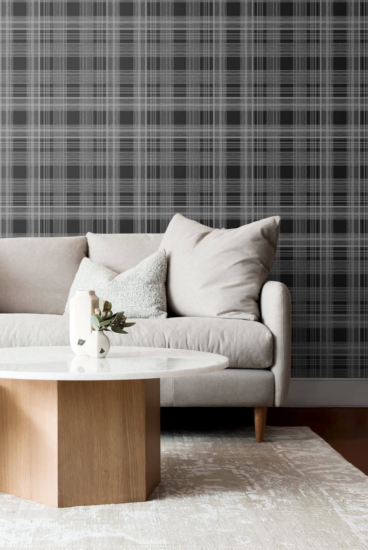 Stacy Garcia Home Onyx Rad Plaid Peel and Stick Wallpaper