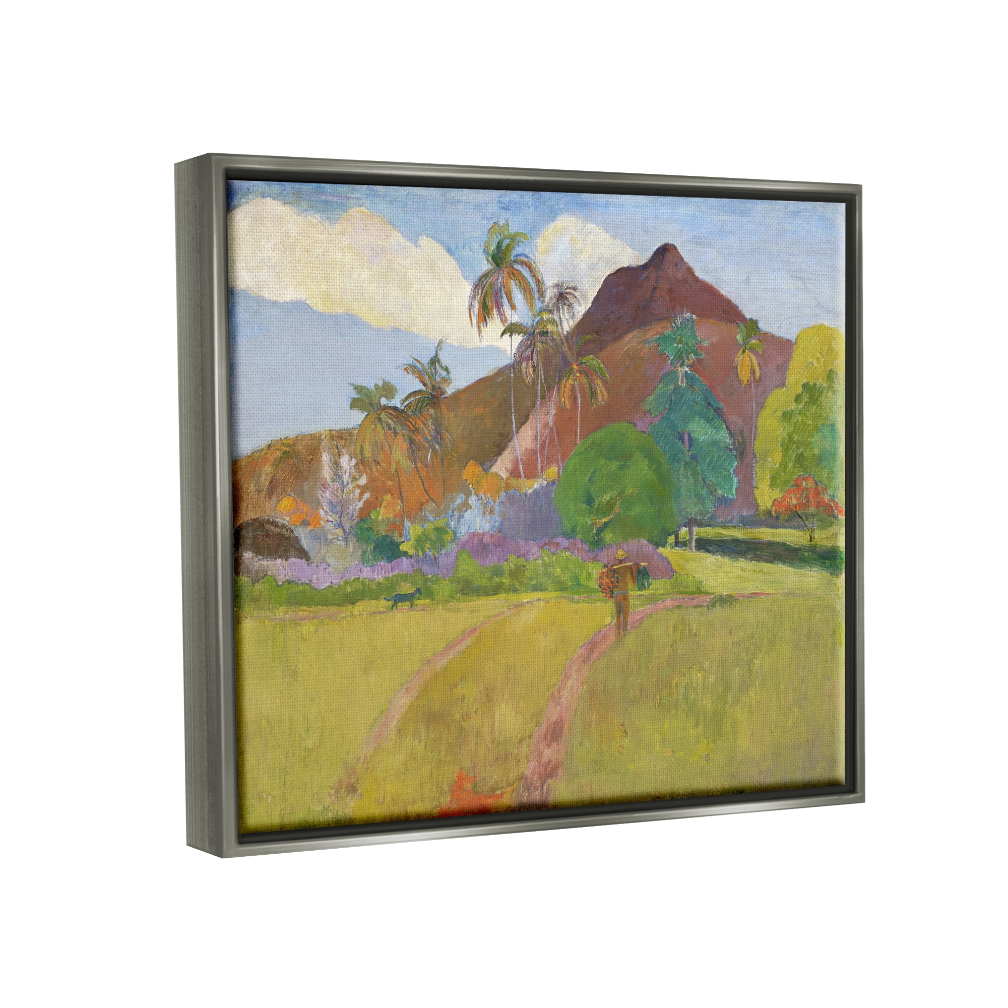 Stupell Tahitian Landscape Gauguin Painting Landscape Painting Gray Floater Framed Art Print Wall Art