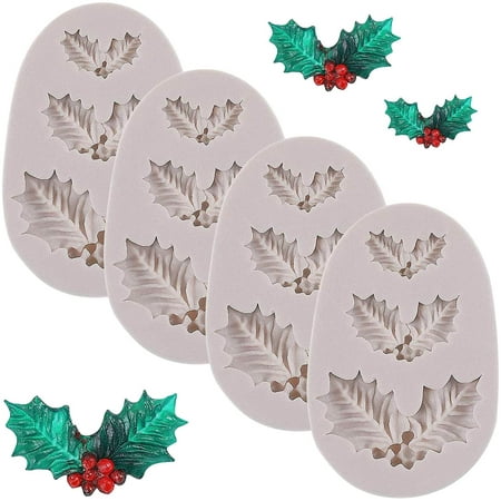 

Holly Leaf Mold Christmas Holly Silicone Mold Polymer Clay Mould for Cake Cupcake Decorating Chocolate Craft Gum Paste Making